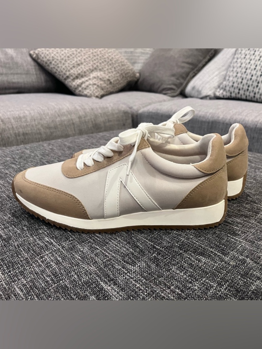 MIA Cream and Taupe Low-Top Sneakers